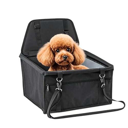 Assento de Segurança para Pets no Carro Portátil,Cesto Elevado com Rede Lateral e Gancho para Coleir