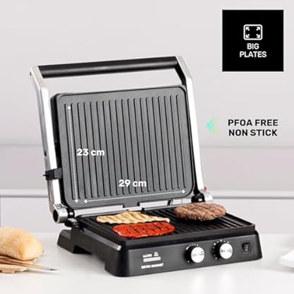 Taurus - Kontaktgrill Bistro 2600W | 2-in-1 Grill & Plancha | 29x23 cm | Stair System Höhenverstellung | Dual Heat Tech | Antihaftbeschichtung PFOA-frei | Fettauffangschale | Timer bis 30 Min – Bild 7
