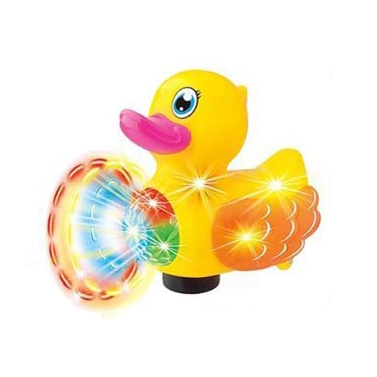 Image of Amitasha 3D Bump and Go Duck Musical Dancing Light Crawling Toy for Toddler Kids Age 2 Years