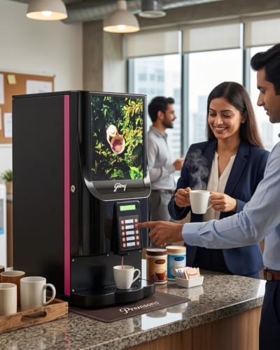 Image of Ecostar Coffee & Tea Machine - 2 Canister Tabletop Automatic Premix Brewer for Instant Hot Beverages at Home, Office & Shop | Sold by Premsons (Black)