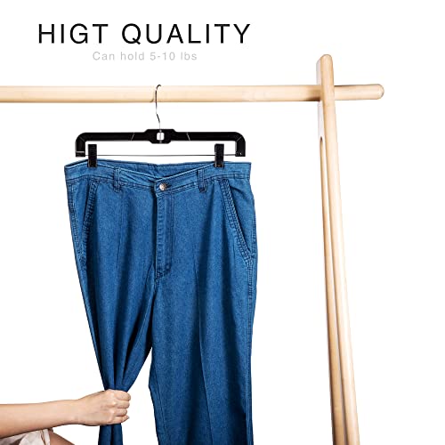 HOUSE DAY 25 Pack Pants Hangers with Clips, 35cm Skirt Hangers 360-Rotating Swivel Hook, Clip Hangers for Pants,Hangers with Clips,Black Plastic Pants Hangers