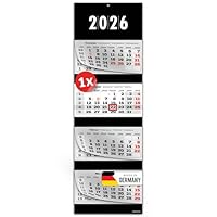PRIMUS PRINT XXL Kalender 2026 - Mehrblock Wandkalender - 4-Monatskalender - mit Datum Schieber, Kalender zum Aufhängen - inklusive Feiertagen & Ferien - verschiedene Motive - [ 1x Schwarz ]