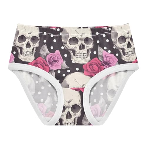 Wusikd Skulls Roses Girls' Underwear Cotton Polka Dots Girls Briefs Soft Toddler Underwear 2T