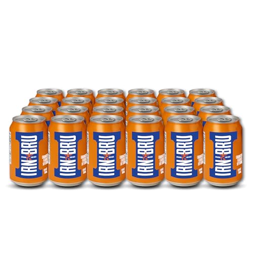 Image of IRN-BRU Original Scottish Sparkling Soda, Citrus Flavored Carbonated Drink - Sparkling Flavored Soft Drink, 32 Flavor Recipe, 11.1 fl oz Cans, Pack of 24