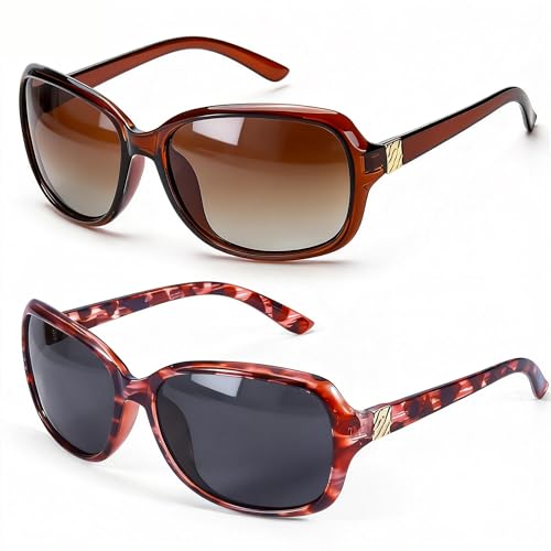 Image of SIPHEW Polarized Sunglasses for Women | Vintage Square Sunglasses w UV400 Protection | Womens Wraparound Shade