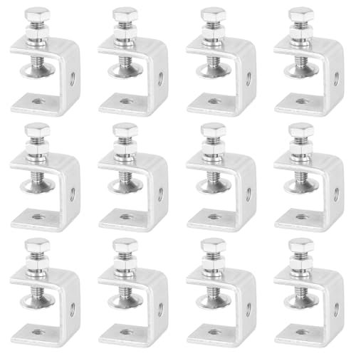JIEHIN Lot de 12 Pièces Serre-Joints en C Robustes en Acier Inoxydable 304, pour Serre-joints, Pinces et Tendeurs, Outils de Travail du Bois, Bricolage et Réparation Automobile, 30 mm