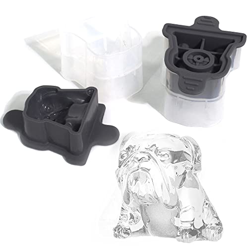 Bandeja de cubitos de hielo Bulldog de forma divertida esfera de silicona molde de hielo cara de perro 3D apilable cubo grande para whisky, licores, cócteles, refrescos, té y jugos bebidas-2 paquetes Cover