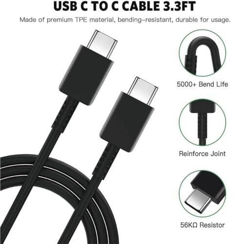 Image of Samsung USB C to USB C Cable 1 Meter Fast Charging Type C Cable for Samsung Galaxy S25 Ultra /S24 Ultra /S23 Ultra /S22 /S21 /Note 20 /A34 /A54, 45W PD Charger Cable, Durable Cable