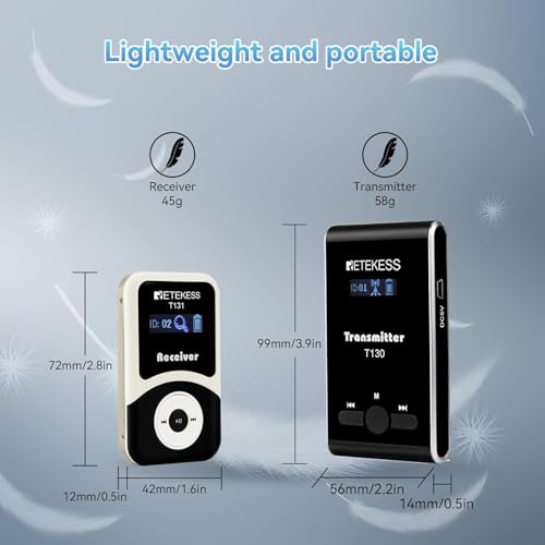 Sistema de audio inalámbrico para guías turísticos Retekess T130, micrófono portátil, dispositivos de escucha asistida para capacitación (1 micrófono, 1 transmisor, 25 receptores) miniatura 3