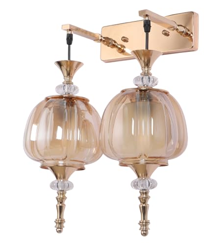 Image of Serenique Twin Pendant Wall Light | Elegant Double Glass Wall Lamp for Living Room & Hallway | 3 Years Warranty | Free Bulb