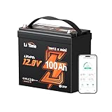 LiTime 12V100Ah mini リン酸鉄リチウムイオンバッテリー Bluetooth機能 リアルタイム情報表示 リモート操作可能 33％小型化 1280Wh電力量 100AのBMS 低温保護機能 4000~15000回サイクル 10年間使用可能 小型 スマート LiFePO4バッテリー 車中泊、キャンピングカー、エレキモーター、マリン、釣り、ソーラー蓄電、オフグリッド、防災予備電源に適用