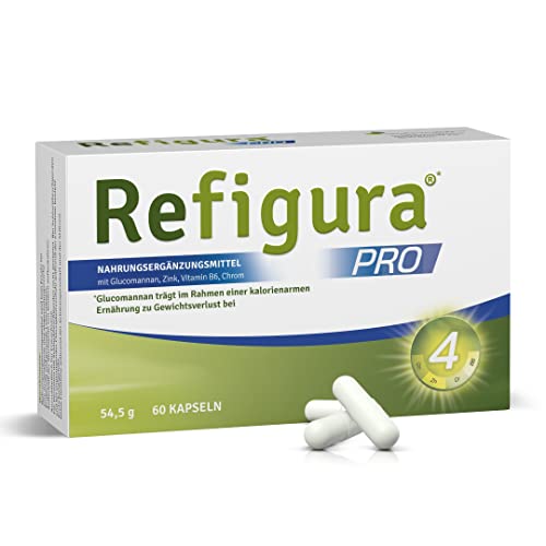 Refigura Pro: Gesundes Abnehmen, mit Glucomannan, Zink, Vitamin B6 und Chrom, pflanzlich & vegan, Kapseln, 60 Stk Cover