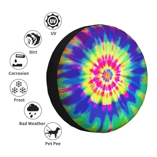 Image of IBILIU Pink Flamingo Spare Tire Cover,Bird Palm Trees Sunset Animal Tire Cover Wheel Protectors Weatherproof Universal Fit for Cars Trailer RV SUV Camper Truck - 15 Inch