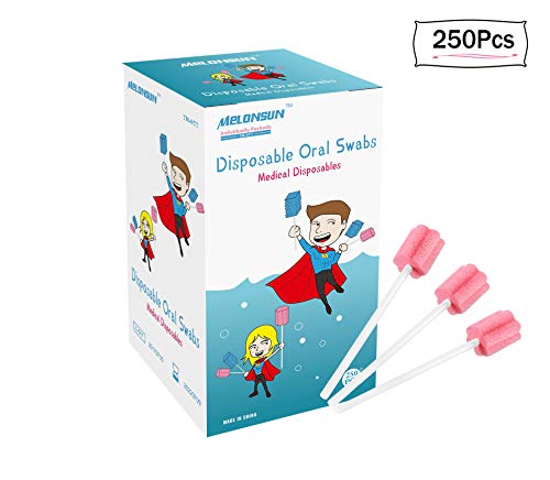 Disposable Oral Swabs, Individually Wrapped Mouth Swabs Sponge, MELONSUN Dental Swabsticks Unflavored Sterile