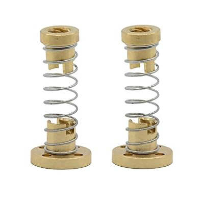 2pcs T8 Tr8x8 Anti Backlash Spring Loaded Brass Nut Elimination Gap (Acme Thread, 2mm Pitch, 4 Starts, 8mm Lead) for 8mm Acme Threaded T8x8 Lead Screw