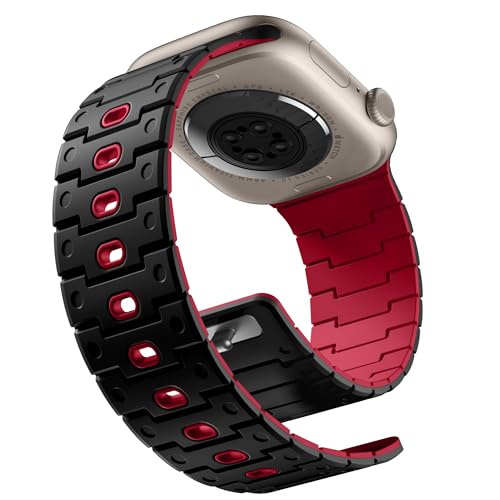 Bandletic Magnetic Silicone Watch Band Compatible with Apple Watch Series 11 Band 46mm for Men 49mm/45mm/44mm/42mm(3/2/1), Rugged Soft Silicone Sport Watchband for iWatch SE3/SE2/SE/10/9/8/7/6/5/4