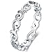 BORUO 925 Sterling Silver Ring Celtic Knot Heart High Polish Tarnish Resistant Eternity Wedding Band Stackable Ring