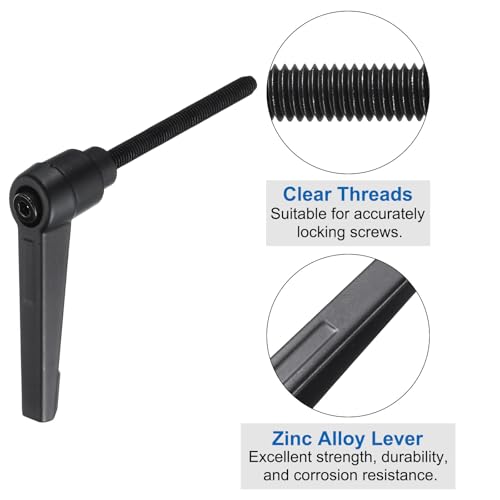 Image of uxcell 4pcs Lever Adjustable Handles M5 x 50mm Metric Male Thread with Nuts Washers, Level Clamping Handle Set Hand Stud Knobs Rotating Screw Handles Bolts with Locking Lever, Black