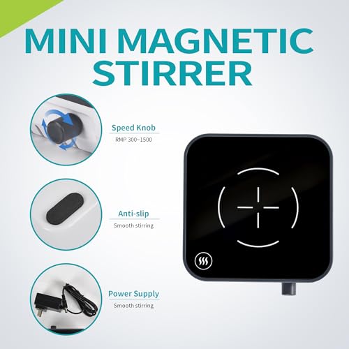 LICHEN Mini Magnetic Stirrer Hot Plate 300-1500rpm, Max Solution Heating 45℃(113℉), 110V Magnetic Hotplate Mixer with Stir Bar - Thumbnail 4