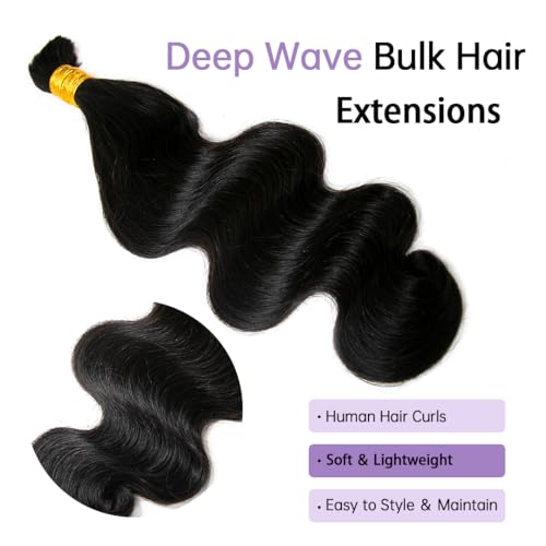 YWIGS Body Wave Human Hair for Boho Braids Unprocessed Human Braiding Hair Bundles 100G Human Boho Hair NC 20inch — view 4