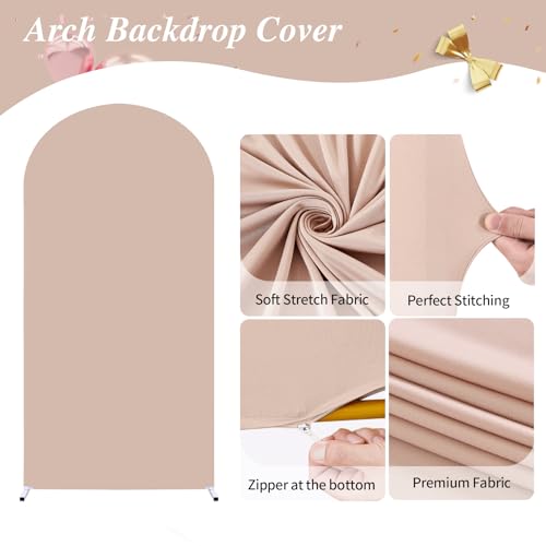 6FT Nude Arch Backdrop Cover,Spandex Fitted Wedding Arch Stand Covers Round Top Chiara Arch Covers Stretchy Backdrop for Birthday Party Ceremony Banquet Decoration by Shillance - Image 5