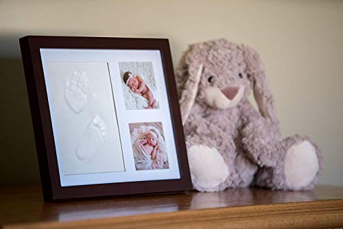 Image of Mold Your Memories Baby Clay Handprint & Footprint Photo Frame (PINK) for Newborn Girls and Boys - Safe and Non-toxic Clay | Elegant Solid Wood | Perfect for New Baby Boy /Girl Baby Shower Gift (Dark Blue, Space)