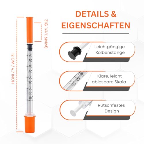 100 Stück 1 ml U100 Plastic Tube 31G x 1/4\ (0,25 x 6 mm) – Einzeln verpackt – Für Labor & Technik – Präzise Mehrzweck-Mess- & Dosierwerkzeuge