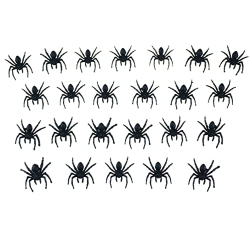 Saktopdeco 24 Pcs Small Fake Spiders Scary Plastic Spiders Realistic Spiders For Halloween Prank Props Decorations