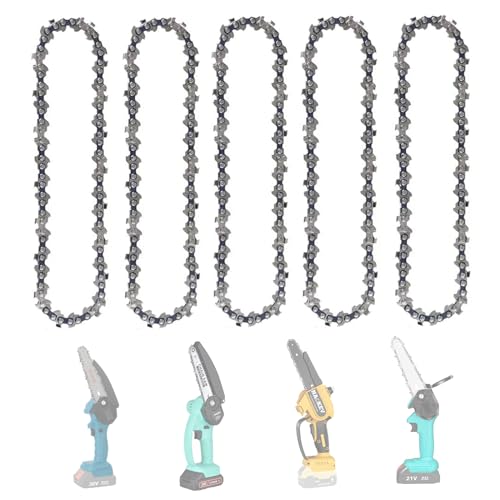WIRSHO 5 Stk. 6 Zoll Kettensäge Kette| 1/4" LP| 37 TG | 1,1mm Stärke | Mini Sägeketten für 6" (15 cm) Kettenführung | für Gartenbaum Bambus Bäume Schneiden |1/4" LP | 37 TG | Stärke: 1,1mm (,043")
