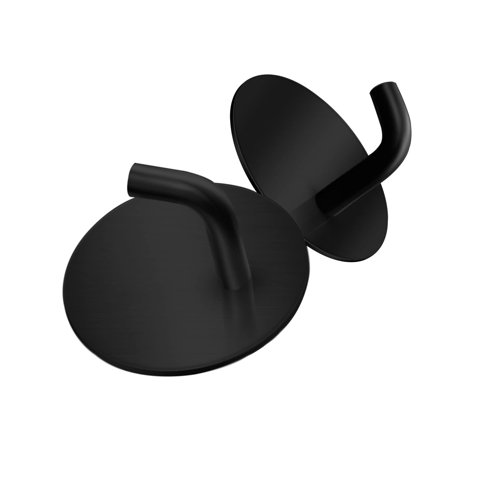 BARONAGE Black Adhesive Hooks 2pcs, Bathroom Towel Heavy Duty Wall Hook 304 Stainless Steel Waterproof for Hanging Robes Towels Hats Bathroom Shower Kitchen