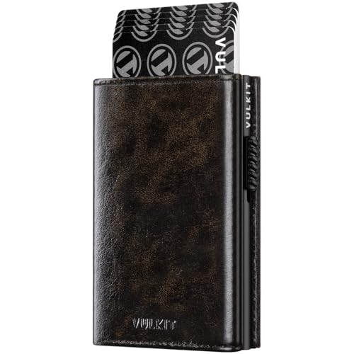 Image of VULKIT Card Holder Wallet with Coin Pocket Magnetic Closure Pop Up Cards With ID Window Leather Wallet for Cash & Credit Cards | with Coin Pocket