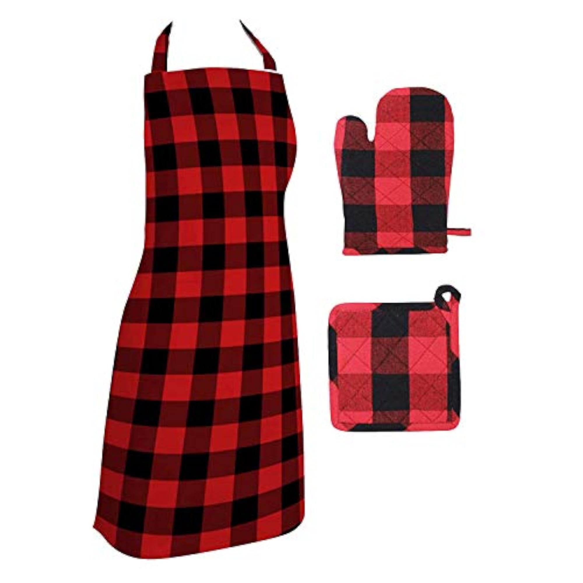 Cotton Woven Red Checks Stain Resistant Apron