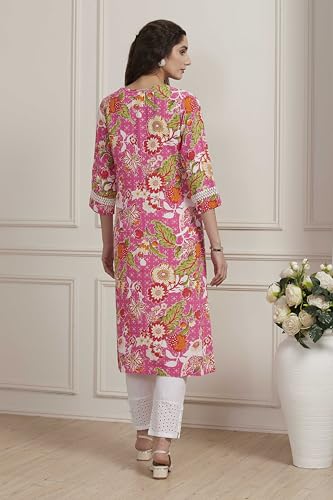 Image of BIBA Women Floral Printed Straight Kurta