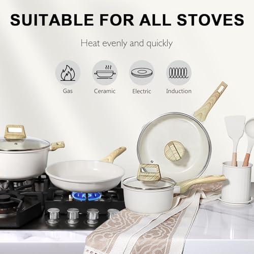 Image of GiPP Ceramic Nonstick Pots and Pans Set - 22 Pcs Non Stick Cookware Set, Non-toxic Healthy Kitchen Cooking Set w /Frying Pans Set, Dishwasher Safe, PFAS PTFE PFOA PFOS Free