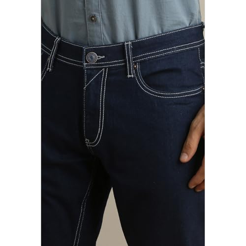 Image of Peter England Men's Slim Tapered Jeans | Denim | Casual Wear | Modern Fit