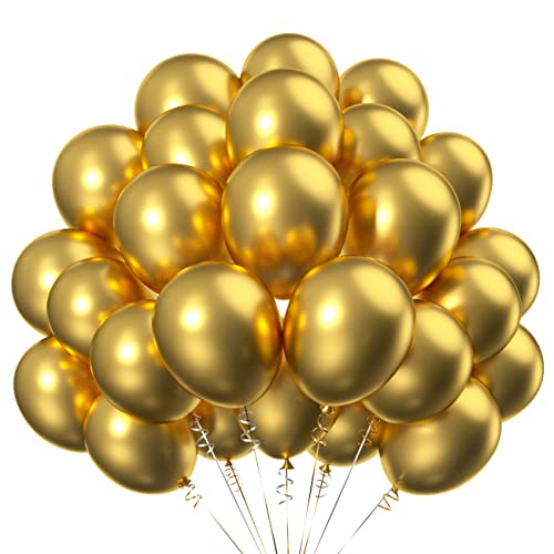 100 Pièces Ballon en Latex Helium Or,12 Pouces Doré Ballon Baudruche pour Mariage Anniversaire...