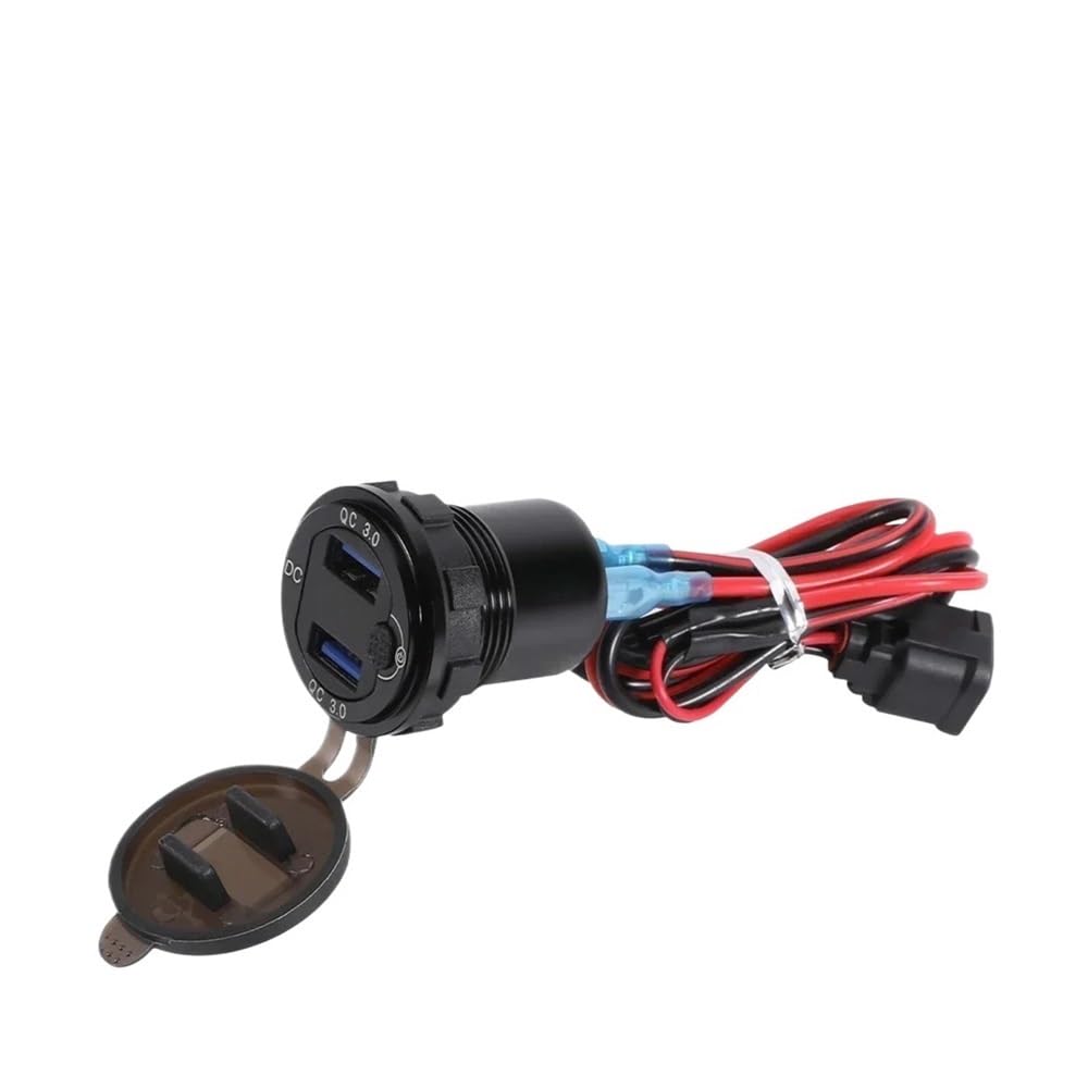 Adatto for H-NDA XL750 Transalp 750 CRF Africa Twin 1000 1100 QC3.0 Caricabatterie USB 12V Presa di corrente Connettore Cavo Doppia presa USB Pezzi di ricambio per motociclette(USB Charger Cable)