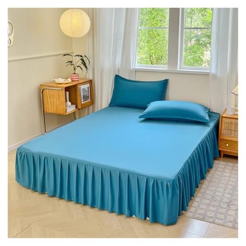 Cubre Canape Falda de Cama Color sólido con Cuatro Esquinas y Banda elástica, Protector colchón tamaño Twin/matrimonial/Queen/King(Color-5,140x200cm)