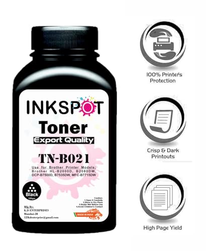 Image of INKSPOT TN B021 Toner Powder Black Brother TN-B021 Toner Cartridge Supported Model Brother Printer HL-B2000D, HL-B2080DW, DCP-B7500D, DCP-B7535DW, MFC-B7715DW (Powder 1PC)