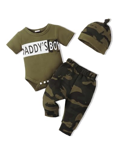 Image of SUNNY PIGGY Baby Boy Clothes Newborn Boy Outfit Infant Romper Spring Summer Long Pants Set Hat 3PC