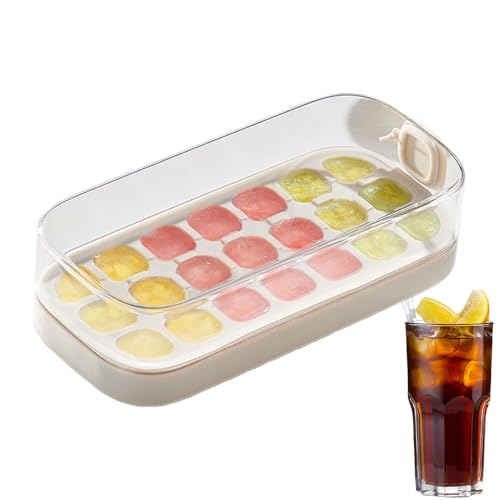 Bandejas de hielo para congelador con tapa, 21 rejillas de silicona para congelador, molde flexible para alimentos, contenedor para cóctel, whisky, café, bebidas, frigorífico