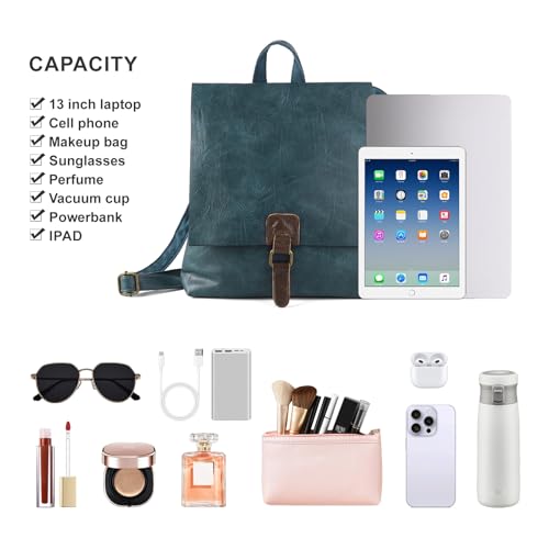 Image of Women's Fashion Backpack Purse Multipurpose Design Convertible Satchel Handbags Shoulder Bag Travel bag (Lighte Blue)