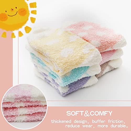 6 Pairs Fuzzy Socks For Women Warm Soft Fluffy Socks Comfy Slipper Cozy Socks Microfiber Plush Socks For Winter Home Sleep Gifts E-Heart #TOP2