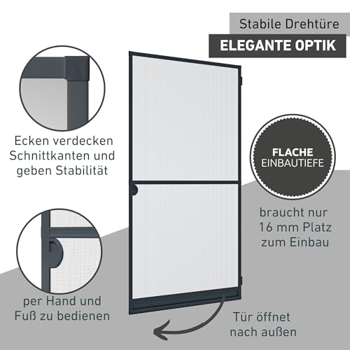 Windhager Insektenschutz Spannrahmen-Tür Expert Fliegengitter Alurahmen für Türen, Selbstbausatz 100 x 210 cm, weiß