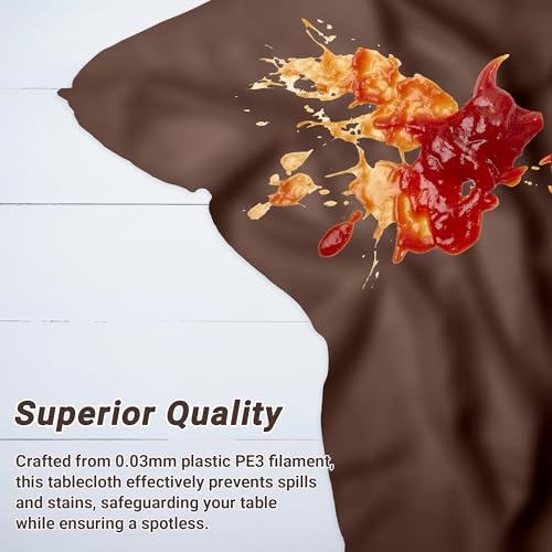 Image of QZYL 4 PCS Plastic Table Cover, 54x108 Inches Waterproof Table Cover, Multiple Colors Brown Rectangle Tablecloth, Disposable Table Cloth for Camping, Anniversary, Picnic and Party Decorations