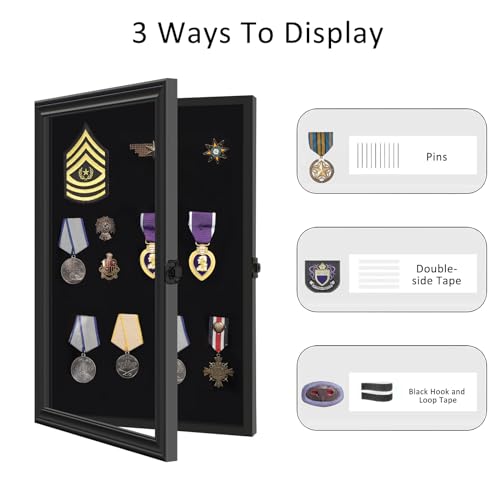 Image of VERANI Pin Display Case Badge Display Frame 12x18 Black for Beach Tags