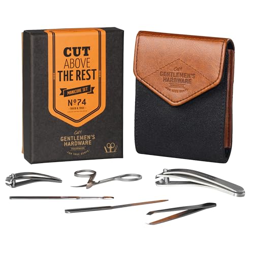 Gentlemen's Hardware - 6-Piece Stainless Steel Manicure Set in Canvas Case, Cut Above The Rest, Charcoal