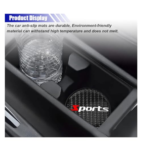 Portavasos para carro carbono redondo 2 piezas 2.85 pulg miniatura 6