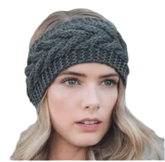 Winter Headband for Men and Women Head Wrap Soft Fleece Knitted Woolen Warm Hair Band Unisex Acrylic Skull Stretchy Earwarmer Earmuffs Hair Accessory (Grey)(Pack f 1)