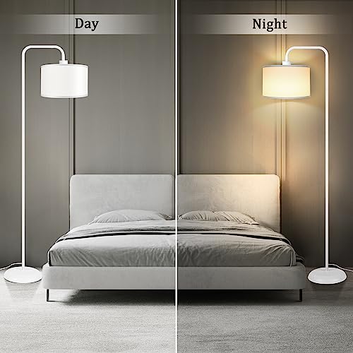 [Upgraded] LED Floor Lamp for Living Room, 3 Color Temperature Floor Lamp with Foot Switch Modern Standing Lamp Tall Pole Floor Reading Lamp for Bedroom, Study Room, Office, 9W Bulb Included, White
